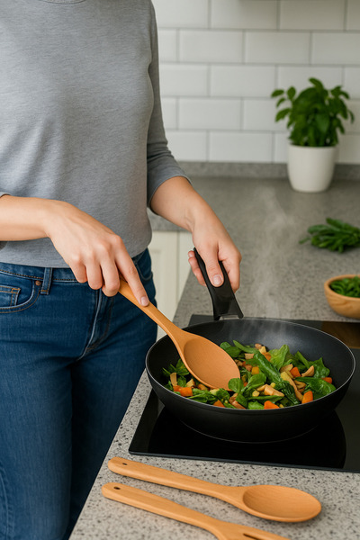 Ülgenev 1 Piece 26 cm Curved Bamboo Rice Spoon – Natural, Durable, Non-Marking, Ergonomic Design