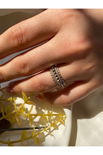 ŞİMŞEK BİJUTERİ خاتم ذهبي من حجر الراين اللامع