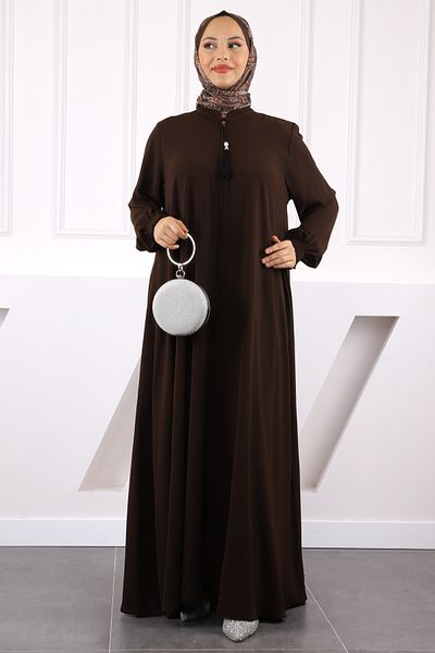 İmajButik Καφέ μανίκι ελαστικό φερμουάρ