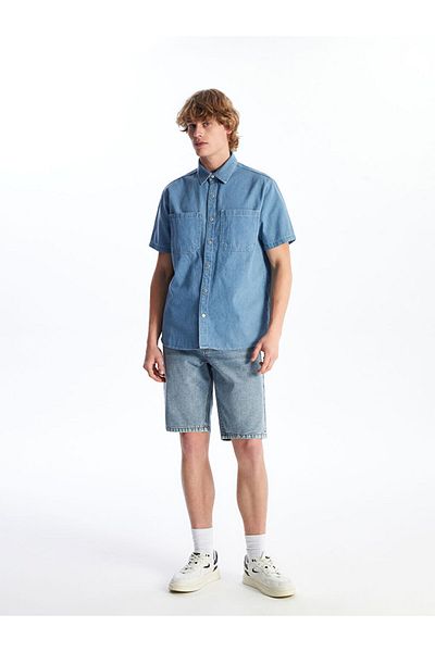 LC Waikiki Comfortable Fit Short Sleeve Men's Jean Shirt