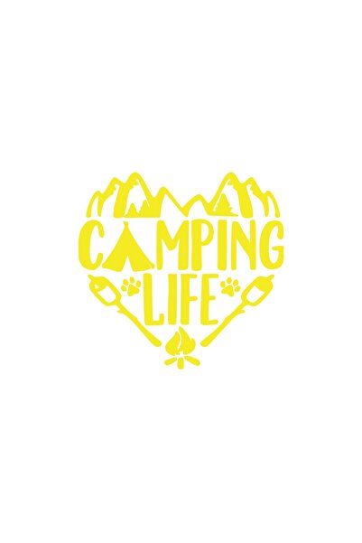 Reysa Tasarım ملصق سيارة كامبينج لايف مقاس 17x17 سم أصفر
