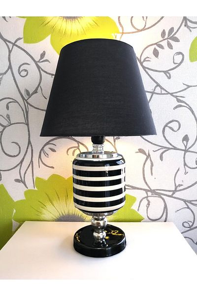ferayhome Lampshade Lighting Ceramic Oval Black Classic Zebra Black Hat Silver - Feray Home