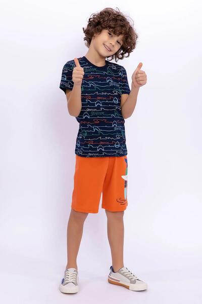 ROLY POLY 2725-g Gray Laci Shark Shark Pattern Shorts Set