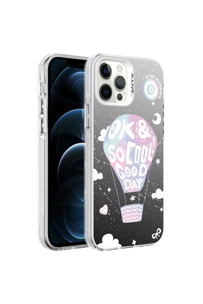 Kılıfist iPhone 12 Pro Max Compatible Patterned Klfs Silver Hard Case-Balloon
