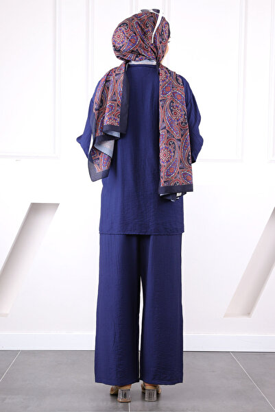 İmajButik Σετ παντελονιού Navy Blue Kimono Modal