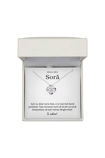 The Jewel Heart Colier Sentimental pentru Sora – Argint 925 Rodiat, Ambalaj Premium