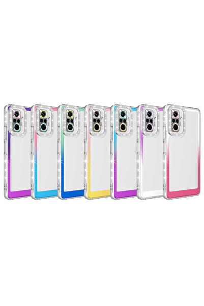BUTAM BİLİŞİM Redmi Note 10 Pro Case Glitter and Color Transition Design Lens Protection Park Cover - Purple-Pink