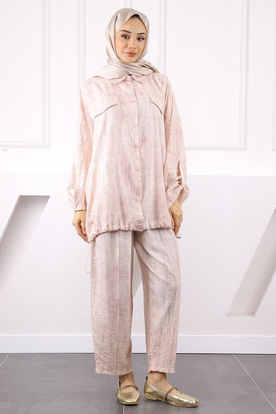 İmajButik Beige Tunic Trouser Suit