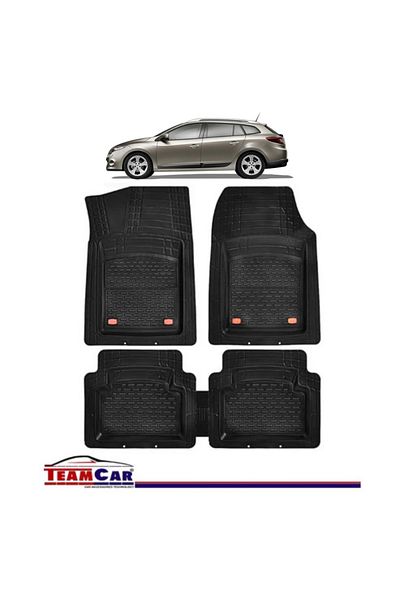 TEAMCAR ® Car Mats Tray Type Compatible Renault Megane III Combi (2008-2016) Black Durable Material