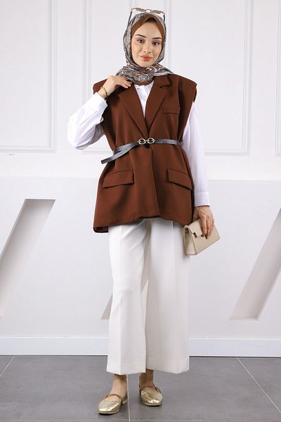 İmajButik Brown Waist Belt Vest