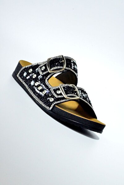 AkınalBella AKINALBELLA Papuci cu talpă din plută cu bandă dublă cu piatră 4029.Z.0001