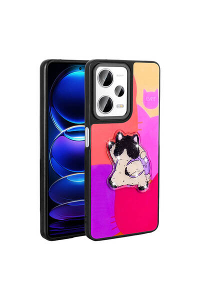 BUTAM BİLİŞİM حافظة Redmi Note 12 Pro Plus 5G غطاء سيليكون Amas مع أشكال أيقونية منقوشة لامعة - أرجواني