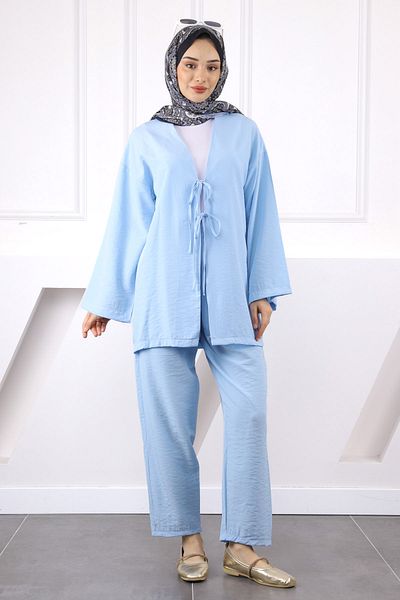 İmajButik Baby Blue Kimono Pants Modal Set