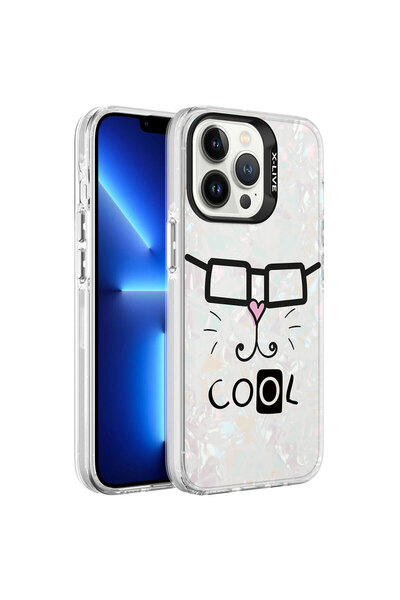 BUTAM BİLİŞİM حافظة ماربيلو بنمط رخامي متوافقة مع هاتف iPhone 13 Pro Max - أبيض