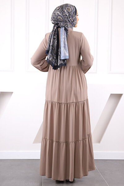 İmajButik Μπεζ μανίκι ελαστικό πτυχωτό Ferace