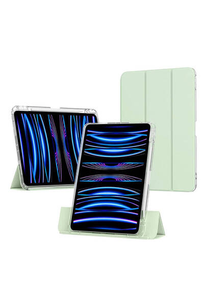 BUTAM BİLİŞİM حافظة iPad Air 13 2025 M3 حافظة تابلت منزلقة مغناطيسية قابلة للفصل BTBM مع وسادة هوائية - وردي