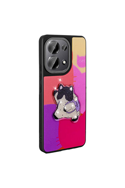 BUTAM BİLİŞİM حافظة Poco M6 Pro 4G غطاء سيليكون Amas مع شكل أيقوني منقوش لامع - أرجواني