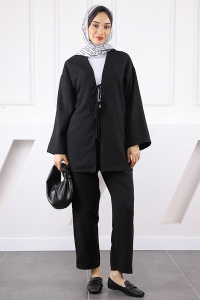 İmajButik Modal Suit with Black Kimono Pants