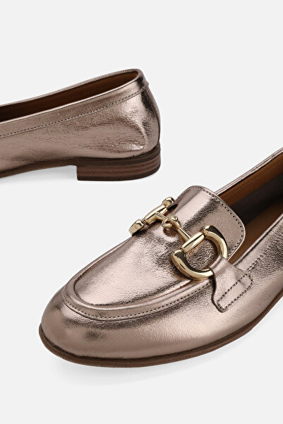 TUNAELLİ Women's Nickel Black Khaki Natural Leather 36-41 Number Buckle Ballet