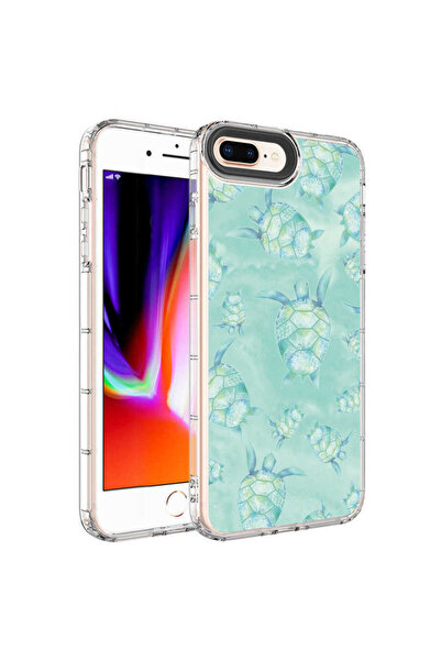 BUTAM BİLİŞİM iPhone 7 Plus Case Colorful Pattern Hard Silicone Korn Cover with Camera Protection - No13