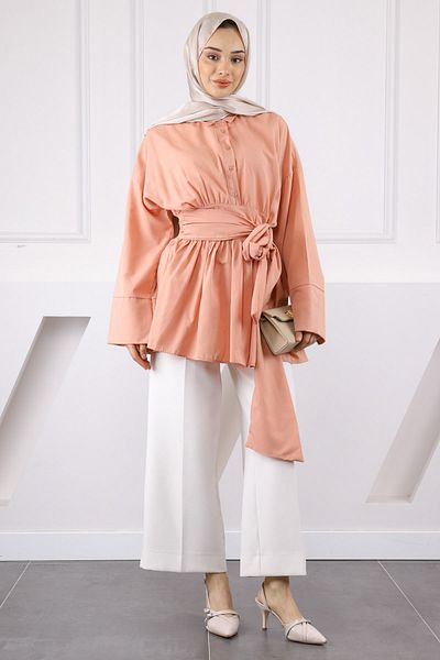 İmajButik Salmon Waist Tied Tunic