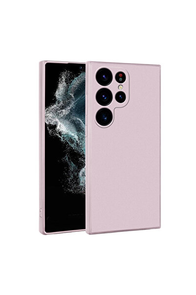 BUTAM BİLİŞİM حافظة سيليكون متوافقة مع هاتف Galaxy S23 Ultra - ذهبي وردي