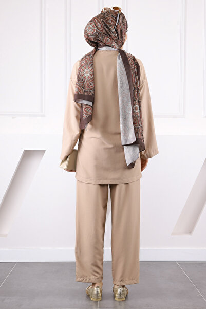 İmajButik Σετ Modal με παντελόνι Mink Kimono