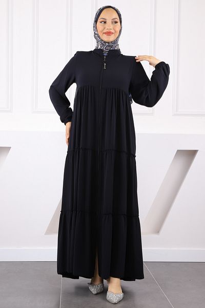 İmajButik Μπλε Navy μανίκι ελαστικό πτυχωτό Ferace