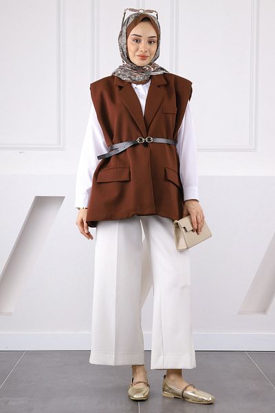 İmajButik Brown Waist Belt Vest