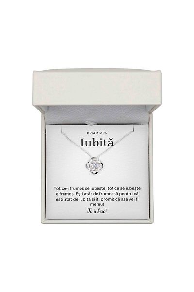 The Jewel Heart Colier pentru Iubită din Argint 925 Rodiat – Mesaj Romantic, Cutie Luminoasă