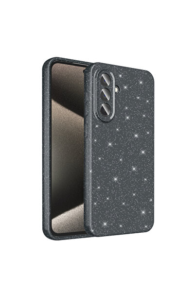 BUTAM BİLİŞİM حافظة هاتف Galaxy A56 غطاء قطني فضي فاخر مع حماية للكاميرا - أسود