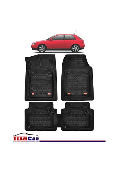 TEAMCAR Tray Type Car Mats Compatible with Audi A3 (8L): 1996–2003, Black, Anti-Slip Design, Full Protection