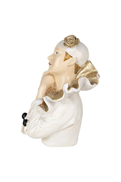 Clayre & Eef Figurine Poliresin White Gold Clown 11x11x15 cm