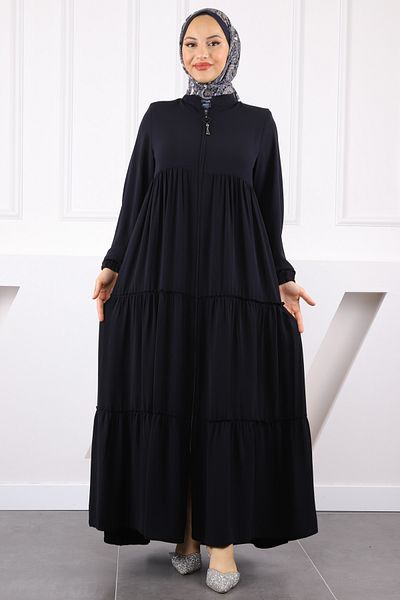 İmajButik Μπλε Navy μανίκι ελαστικό πτυχωτό Ferace