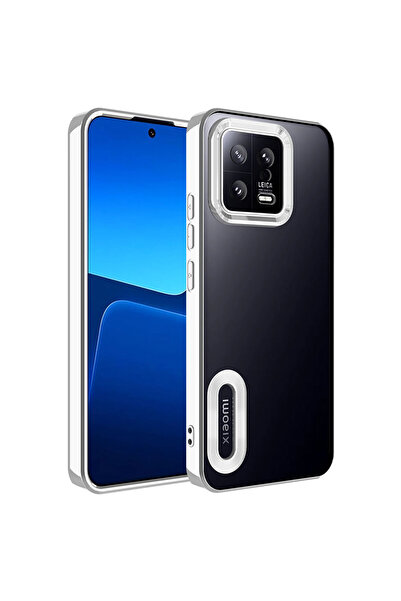 BUTAM BİLİŞİM حافظة هاتف Mi 13 مع شعار حماية الكاميرا وغطاء أوميغا - فضي