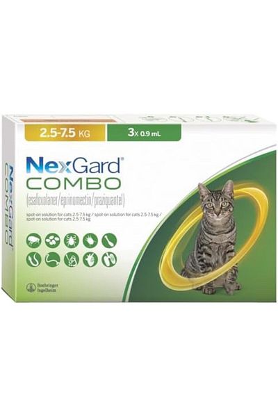 NEXGARD Combo drops against fleas, ticks and helminths for cats (3 pipette) 2.5-7.5 kg