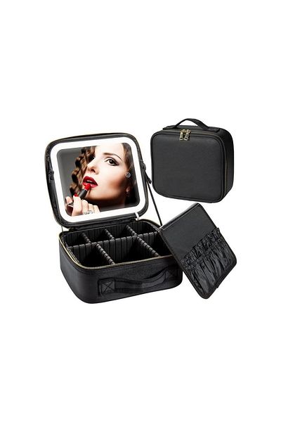 OEM Cosmetic Make-up Bag with LED Mirror + Makeup Brush Set