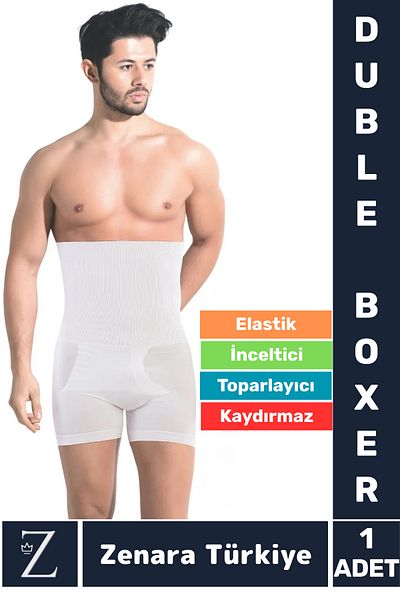 Zenara Casual Non-Slip Belly Hip Lifting Tightening Waist Straightening Slimming Men's Double Boxer Corset