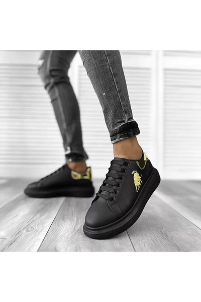 dehaine Adidasi pentru barbati, casual, cu imprimeu brodat, FCL805, negru
