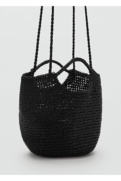 MANGO Woman Örme mini omuz çantası