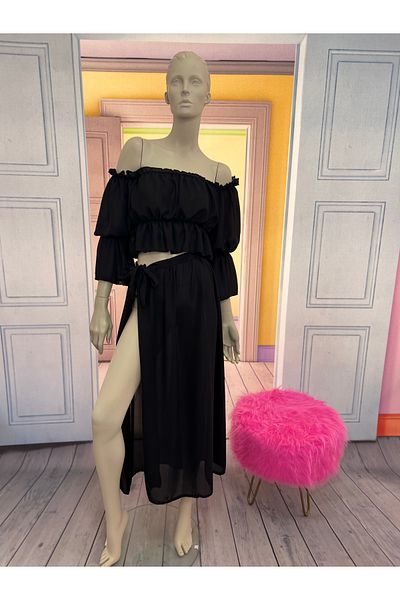 NA ADDESIGN Set pareo negru, pareo negru, set de plajă