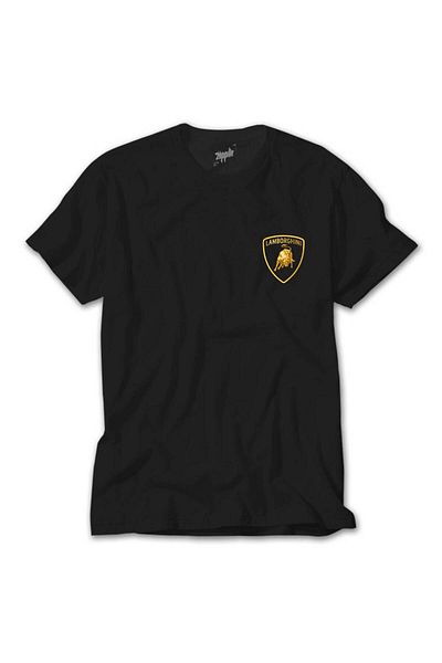 Z zepplin Lamborghini Gold Logo Black T-Shirt