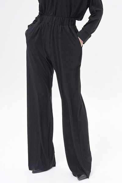 Betül Nayir Seersucker Trousers -Black