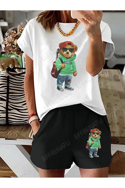 EFFRENATU T-Shirt and Shorts Set with Great Colors and Prints. Plus Sizes