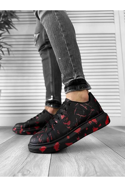 dehaine Men's casual sneakers with print, red, 5577