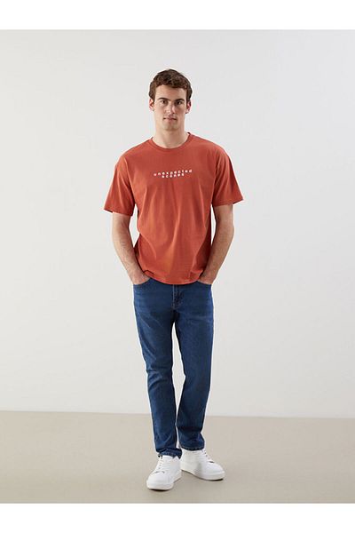 LC Waikiki New Season Crew Neck εμπριμέ χτενισμένο βαμβακερό ανδρικό Tisort - S5JY07Z8