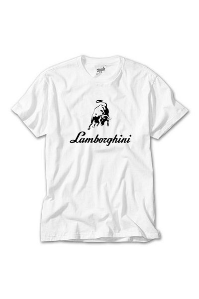 Z zepplin Lamborghini Text Logo White T-Shirt