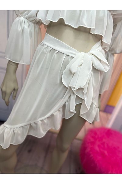 NA ADDESIGN White Mini Pareo, Chiffon White Pareo(Only Bottom Price)