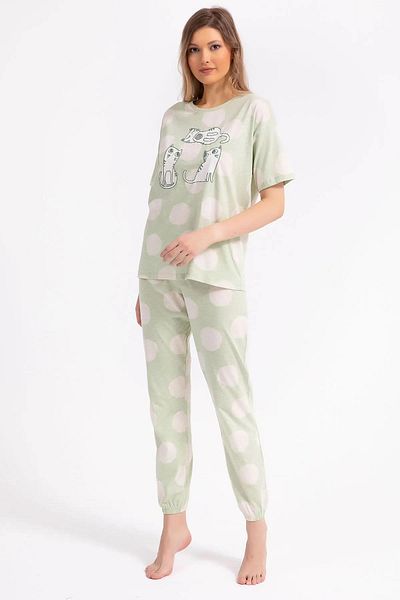 ROLY POLY 2790-g Cat Patterned Pajama Set with Elastic Legs (Mother and Daughter Can Be Combined)