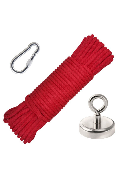 OEM Set de magneți de pescuit din neodim D 60 mm, coardă de pescuit puternică, 120 kg, carabinieră de 6 mm, 20 m